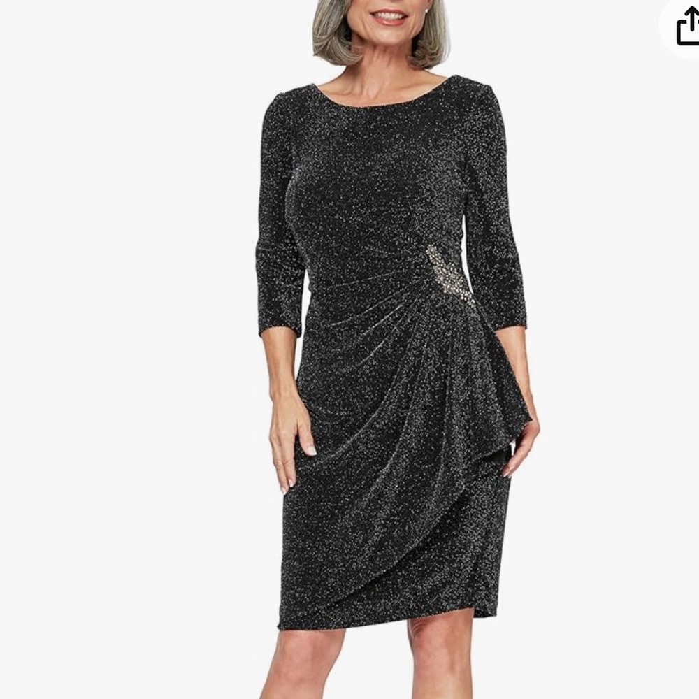 ALEX EVENINGS DRESS SZ 6. NWT black dress. # 215